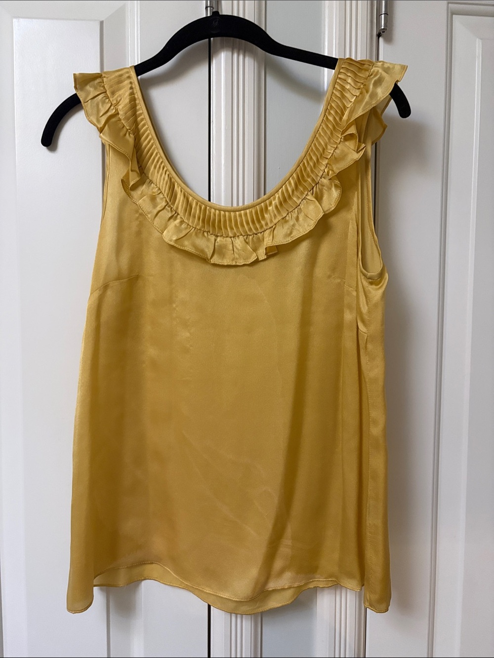 J. Crew 100% silk Yellow Ruffle Scoop Neck Camisole